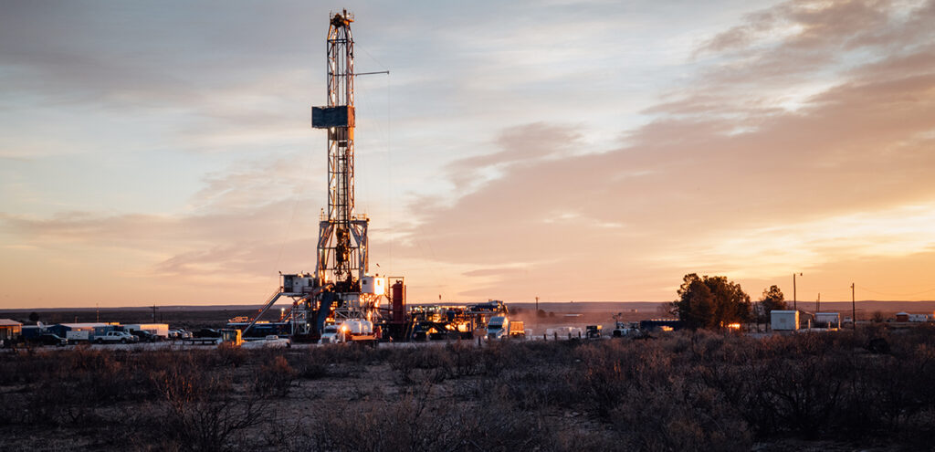 Drilling rig at sunset Texas